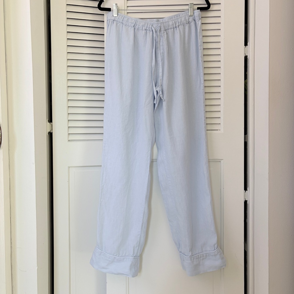 Serena & Lily Positano Linen Pajama Set Sky Blue Women's S Button Down - Picture 7 of 12